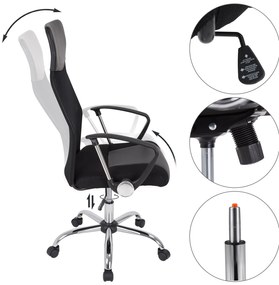 Cadeira de escritório Deluxe com encosto ergonómico 60 x 113-122 cm Preto