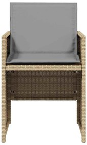 Cadeiras de jardim com almofadões 4 pcs vime PE bege misturado
