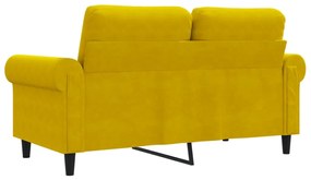 Sofá de 2 lugares veludo 120 cm amarelo