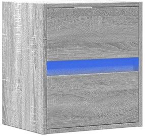 Móvel de parede p/ TV c/ luzes LED 41x31x45 cm cinzento sonoma