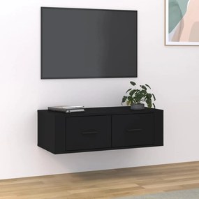 vidaXL Armário de TV suspenso 80x36x25 cm derivados de madeira preto