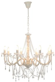 Lustre com contas lâmpadas 8 x E14 branco