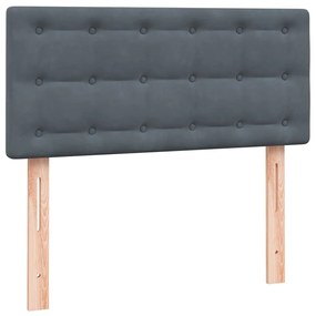 Cama com molas/colchão 90x220 cm veludo cinzento-escuro
