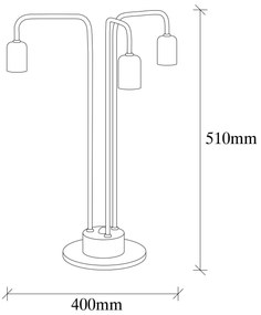 Candeeiro de Mesa Mum – Ouro e Preto – 40 x 40 cm, Altura 51 cm