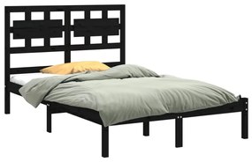 Estrutura de cama 140x200 cm madeira maciça preto