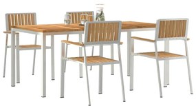 Conjunto de Jantar de Jardim vidaXL 5 Peças Madeira de Teca Maciça