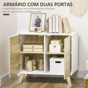 Aparador de Sala de Estar Moderno Buffet de Sala de Jantar com Portas de Abertura a Pressão e Prateleiras Ajustáveis para Dormitório 80x40x70cm Branco