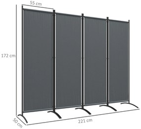 Outsunny Biombo Separador de Ambientes de 4 Painéis Biombo Dobrável 22