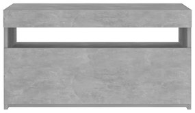 Móvel de TV com luzes LED 75x35x40 cm cinzento cimento
