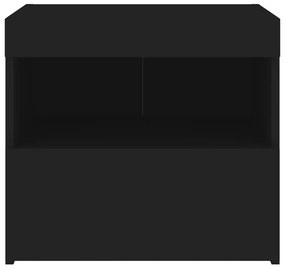Mesas de cabeceira c/ luzes LED 2 pcs 50x40x45 cm preto