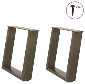 vidaXL Pés para mesa de centro em formato de U, 2 peças, aço natural, 50x(42-43) cm, aço