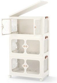Recipientes de armazenamento empilháveis com rodas e iluminados em branco de 4 camadas