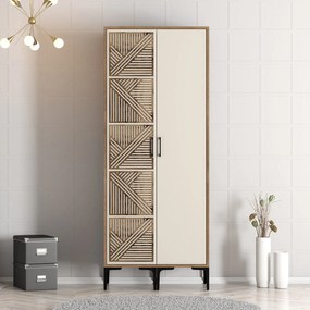 Roupeiro Kumsal PS – Nogueira e Creme – 80 cm x 47,5 cm x 201,4 cm