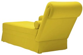 Chaise-longue com almofada e apoio braço direito veludo amarelo