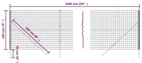 Cerca de malha de arame 2x10 m aço galvanizado antracite