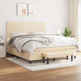 vidaXL Cama com molas/colchão 160x200 cm tecido cor creme