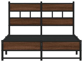 Estrutura de cama sem colchão 120x190cm metal carvalho castanho