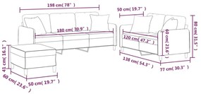 3 pcs conjunto de sofás com almofadas tecido preto