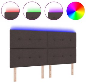 Cabeceira LED em Castanho Escuro de 90 cm, Tecido
