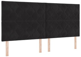 Cama Box com Colchão e LED Preta 200x200 cm Veludo