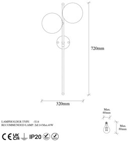 Candeeiro de Parede "Fazli" – Ouro Brilhante – 32x27x72 cm – Design Mo