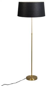 Candeeiro de pé dourado/latão com abajur preto 45 cm ajustável - Parte Clássico / Antigo