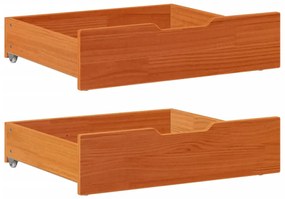 Gavetas para cama 2 pcs 65x55x16 cm pinho maciço castanho-mel