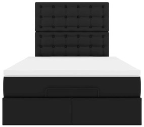 Estrutura de cama otomana com colchão 120x200 cm preta