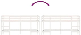 Cama alta p/ criança c/ escada 80x200 cm pinho maciço branco