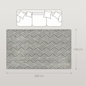 Tapete de sala 200 x 140 cm, de pêlo curto, lavável na máquina e hipoalergénico cinzento