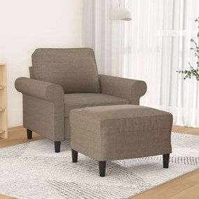 vidaXL Poltrona com apoio de pés 60 cm tecido cinza-acastanhado