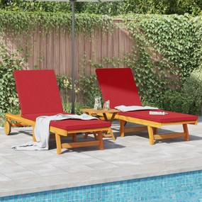 Camas de Sol vidaXL 2 pcs com Rodas e Almofada em Madeira Sólida de Ac