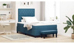 vidaXL Cama Box Spring com Colchão & Banco Azul Escuro 120x200 cm Veludo