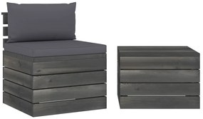 2 pcs conjunto lounge de paletes com almofadões pinho maciço