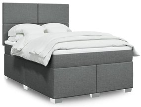 Cama com molas/colchão 140x200 cm tecido cinzento-escuro