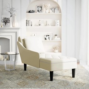 Chaise lounge c/ almofada/apoio de braços direito veludo creme