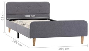 Estrutura de cama em tecido 100x200 cm cinzento-claro