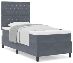 Cama Box Spring com Colchão VidaXL Cinza Escuro 100x200 cm Veludo
