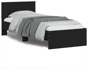 vidaXL Estrutura de cama c/ cabeceira 90x190 cm deriv. madeira preto