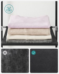 Guarda Roupa em tecido com 3 varões para roupa e 4 bolsos laterais 45 x 130 x 167 cm Preto