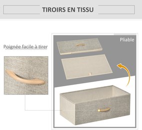 Cómoda com 3 gavetas em tecido, prateleira e tampo superior, 58 x 29 x 81,5 cm branco