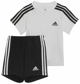 Conjunto de Desporto para Bebé Adidas Three Stripes Preto Branco 9-12 Meses