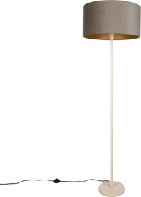 Candeeiro de Pé Japandi Bege com Abajur Taupe e Interior Dourado 50cm - Simplo