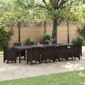 vidaXL Mesa de Jantar para Jardim Castanho 350 x 100 x 73 cm vime PE