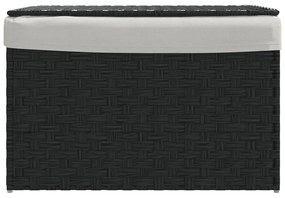 Cesto para roupa suja com tampa 55,5x35x34 cm vime PE preto