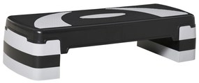HOMCOM Step Fitness Preto e cinzento Plástico Altura ajustável a 3 Níveis 80x31x10/15/20cm | Aosom Portugal