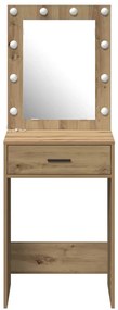 Mesa de Maquilhagem com Luzes LED Carvalho Artesanal 50x41x135 cm