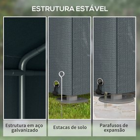 Abrigo Jardim para Ferramentas Bicicletas e Motos 1,6x2,2x1,7 cm Garagem Portátil com 2 Habitações Cinza Escuro