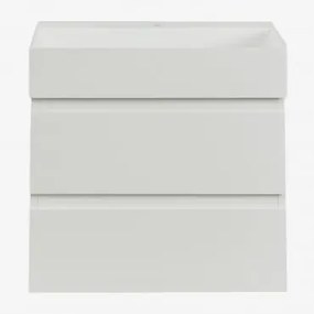Conjunto De Móvel De Casa De Banho Em Madeira E Chapa De Freixo Com Lavatório Integrado Ona Branco & Sem Espelho & Sem Torneira & - Sklum