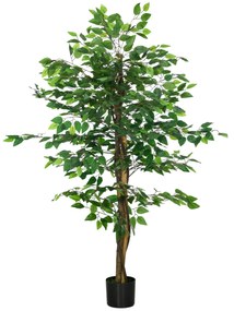 HOMCOM Planta Figueira Artificial com Tronco Realista 150 cm  Vaso e 882 Folhas Decoração para Casa Verde